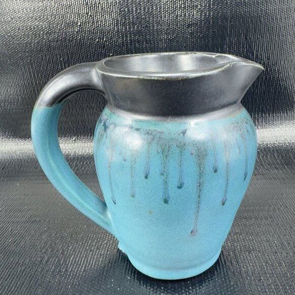 1999 Hand Made Studio Pottery Pitcher Jug Carafe Artist Signed Drip Glaze VTG - Picture 10 of 12